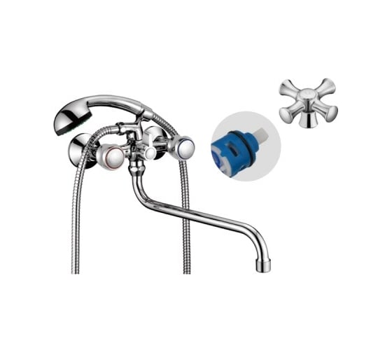 Изображение товара Смеситель для ванны и душа D-Lin с длинным изливом 300 мм, хром D146825