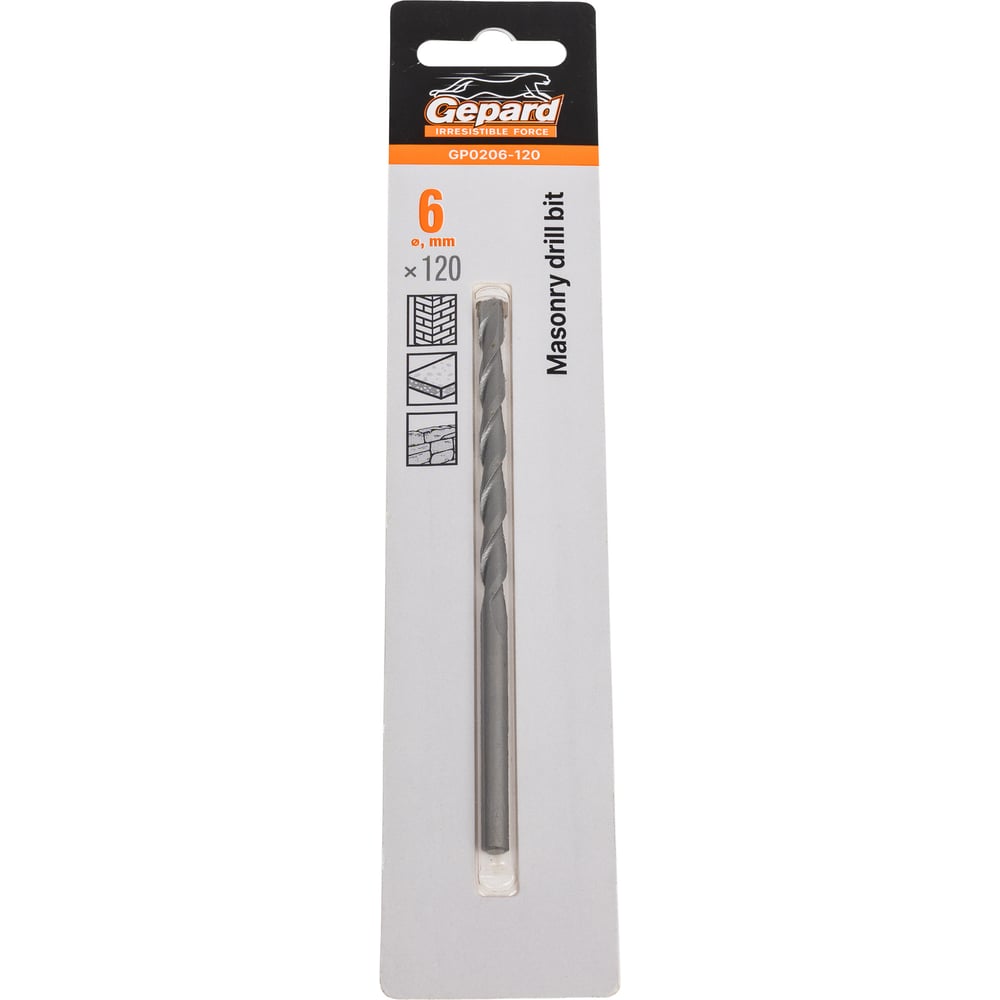 Изображение товара Сверло по бетону 6x120 мм твердосплавное спиральное Gepard GP0206-120