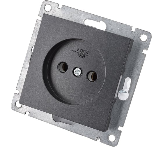 Изображение товара Одноместная розетка UNIVersal серия афина б/з, с/у, 16а, 220в, графит еврослот A0022-Gr