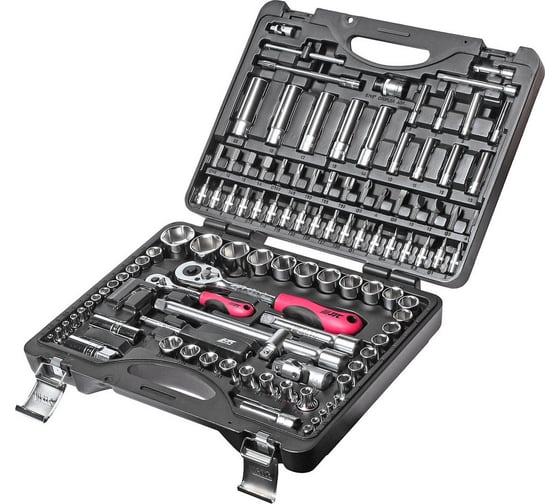 Изображение товара Набор головок торцевых и вставок JTC 1/4", 1/2" 6-гранных в кейсе 110 предметов, H110B-B72 681499