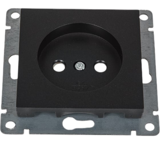 Изображение товара Одноместная розетка UNIVersal серия афина б/з, з/ш, с/у, 16а, 220в, графит еврослот A0047-Gr