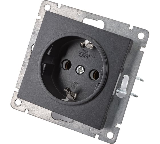 Изображение товара Одноместная розетка UNIVersal серия афина с/з, с/у, 16а, 220в, графит еврослот A0028-Gr