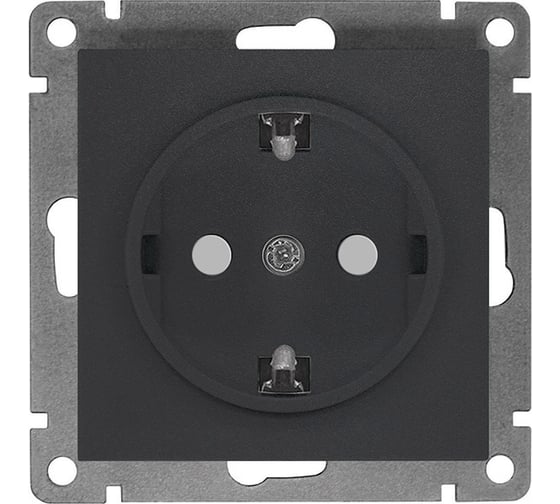 Изображение товара Одноместная розетка UNIVersal серия афина с/з, з/ш, с/у, 16а, 220в, графит еврослот A0049-Gr