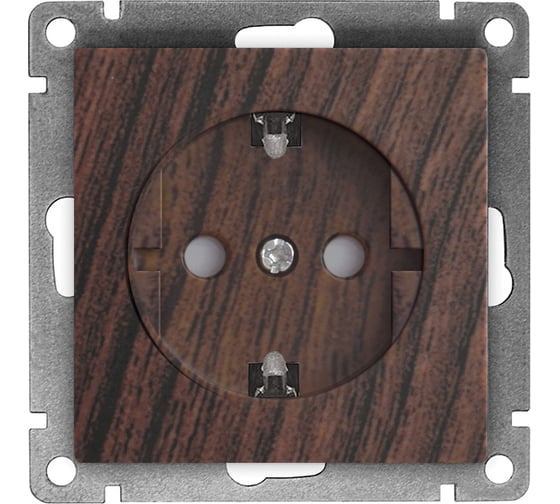 Изображение товара Одноместная розетка UNIVersal серия афина с/з, з/ш, с/у, 16а, 220в, венге еврослот A0049-V