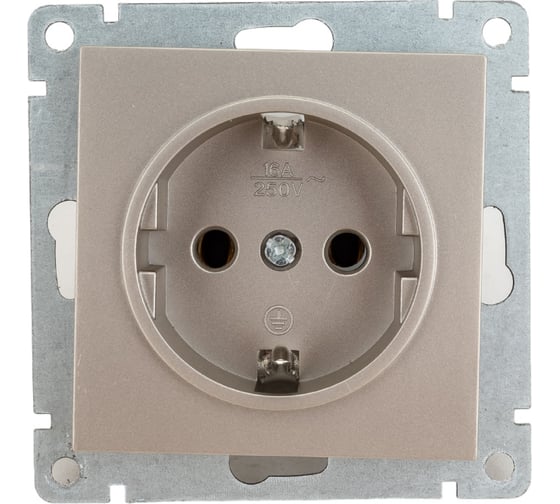 Изображение товара Одноместная розетка UNIVersal серия афина с/з, с/у, 16а, 220в, шампань еврослот A0028-Br