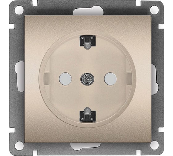 Изображение товара Одноместная розетка UNIVersal серия афина с/з, с/у, з/ш, 16а, 220в, шампань еврослот A0049-Br