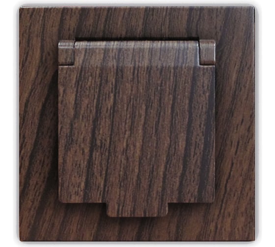 Изображение товара Одноместная розетка с крышкой UNIVersal серия афина с/з, с/у, 16а, 220в, венге еврослот A0029-V