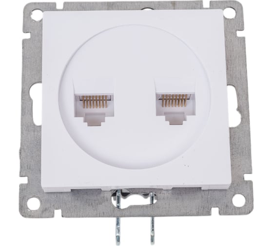 Изображение товара Компьютерная двухместная розетка UNIVersal серия афина с/у, 1а, rj45, белая еврослот A1086