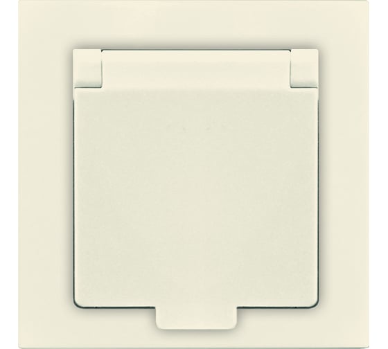 Изображение товара Одноместная розетка с крышкой UNIVersal серия афина с/з, с/у, 16а, 220в, слоновая кость ivory еврослот A0029-I