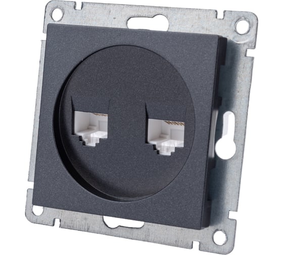 Изображение товара Компьютерная двухместная розетка UNIVersal серия афина с/у, 1а, rj45, графит еврослот A1086-Gr