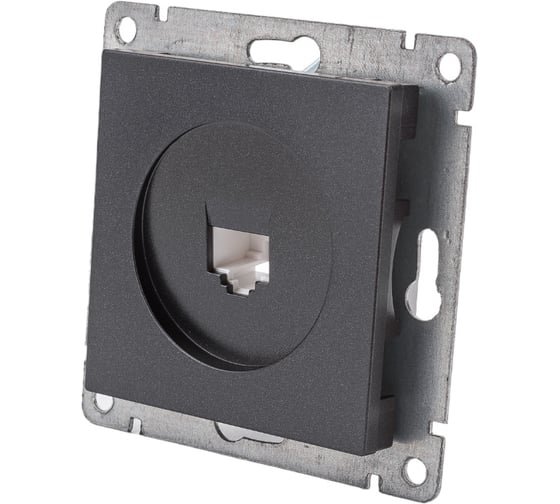 Изображение товара Компьютерная одноместная розетка UNIVersal серия афина с/у, 1а, rj45, графит еврослот A0051-Gr