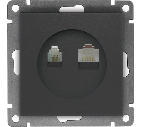 Изображение товара Компьютерная+телефонная розетка UNIVersal серия афина, с/у, 1а, rj45, rj12, графит еврослот A0052-Gr
