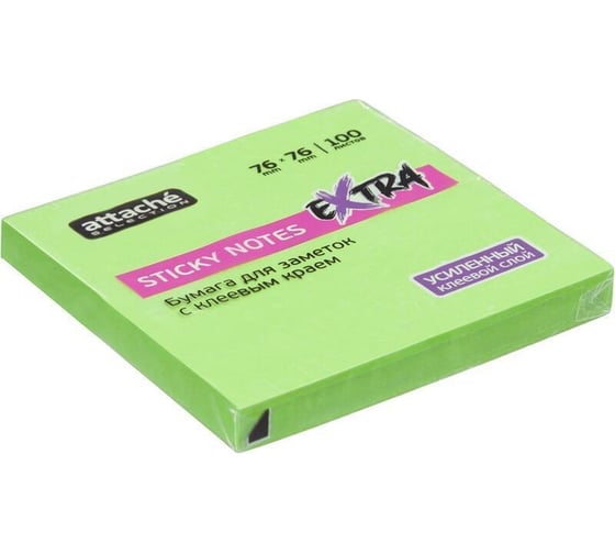 Изображение товара Стикеры Attache Selection extra с клеевым краем, 76x76, неон, зеленый, 100 листов 1612911