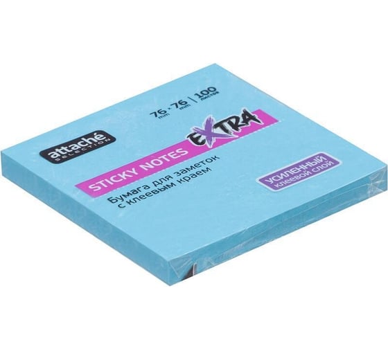 Изображение товара Стикеры Attache Selection extra с клеевым краем, 76x76, неон, голубой, 100 листов 1612912