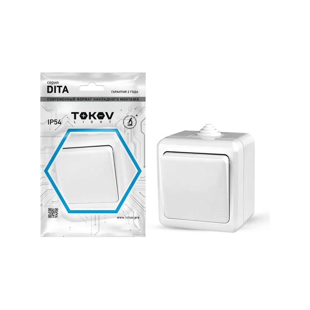 Изображение товара Выключатель JAPAN 1-клавишный IP54 белый для освещения серия DITA