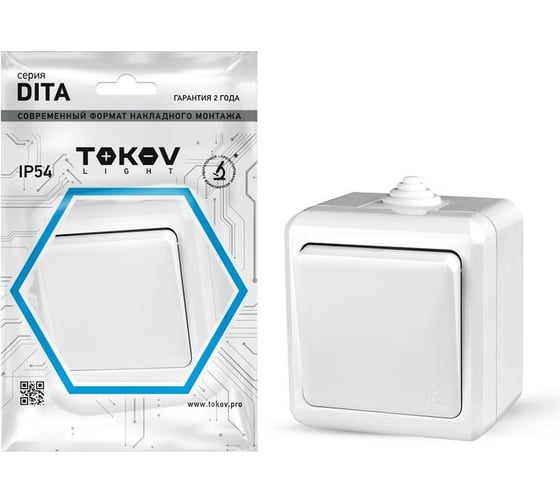Изображение товара Выключатель TOKOV ELECTRIC 1-кл. оп dita ip54 10а 250в бел. TKL-DT-V1-C01-IP54