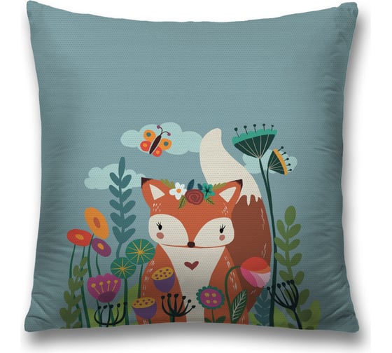 Изображение товара Декоративная наволочка JoyArty Лисенок спрятался в цветах на молнии, 45x45 см  sl_385265