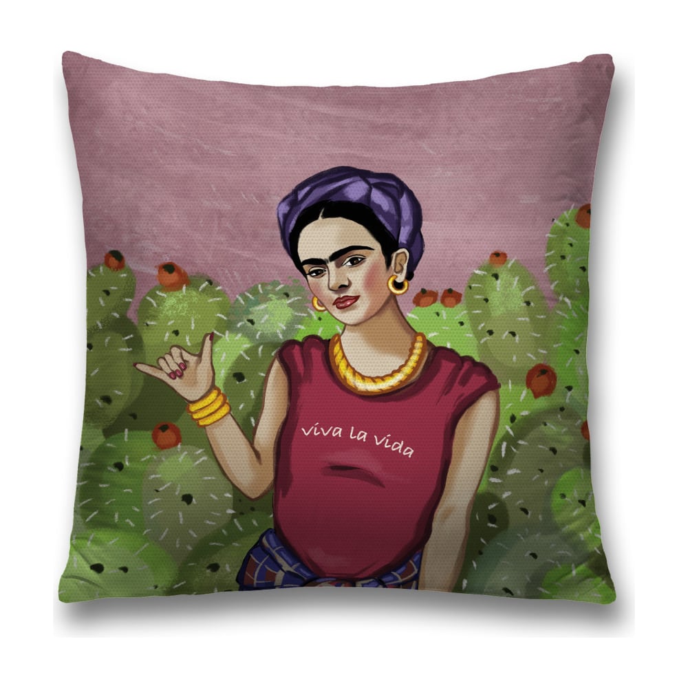 Изображение товара Декоративная наволочка JoyArty Тусовая Фрида 45x45 см на молнии яркие цвета