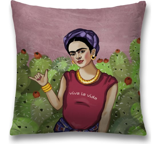 Изображение товара Декоративная наволочка JoyArty Тусовая Фрида на молнии, 45x45 см  sl_378645