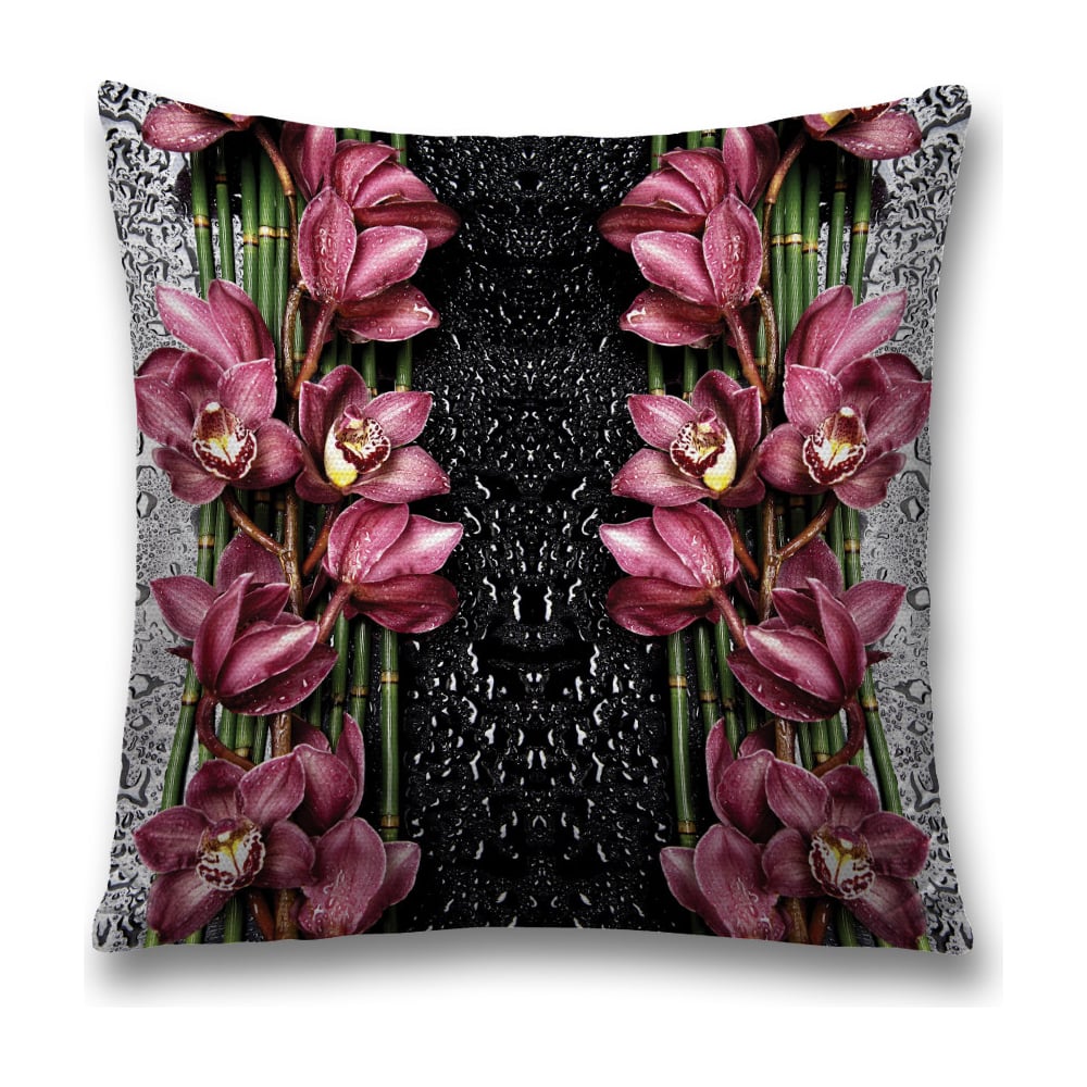 Изображение товара Декоративная наволочка JoyArty 45x45 см цветы в каплях дождя с молнией