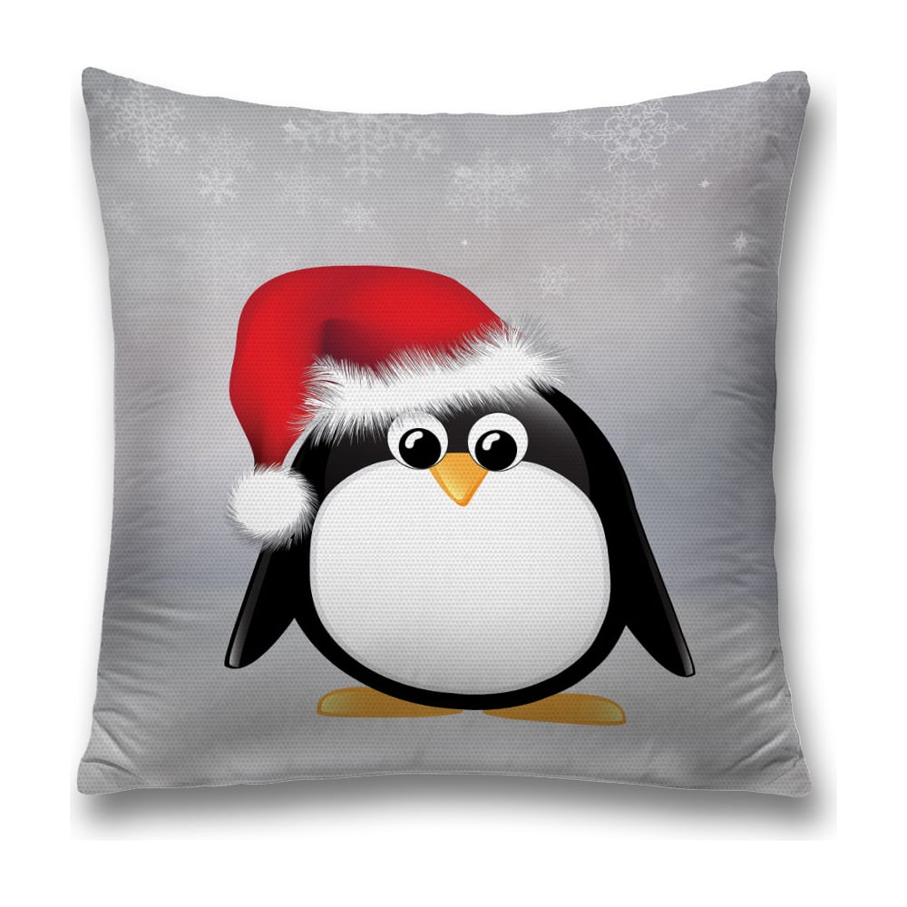 Изображение товара Декоративная наволочка JoyArty Пингвин в шапке 45x45 см на молнии