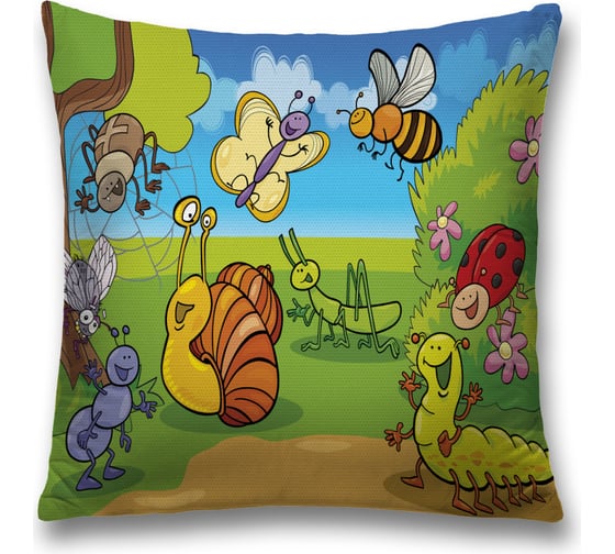 Изображение товара Декоративная наволочка JoyArty Веселые насекомые на молнии, 45x45 см  sl_244994