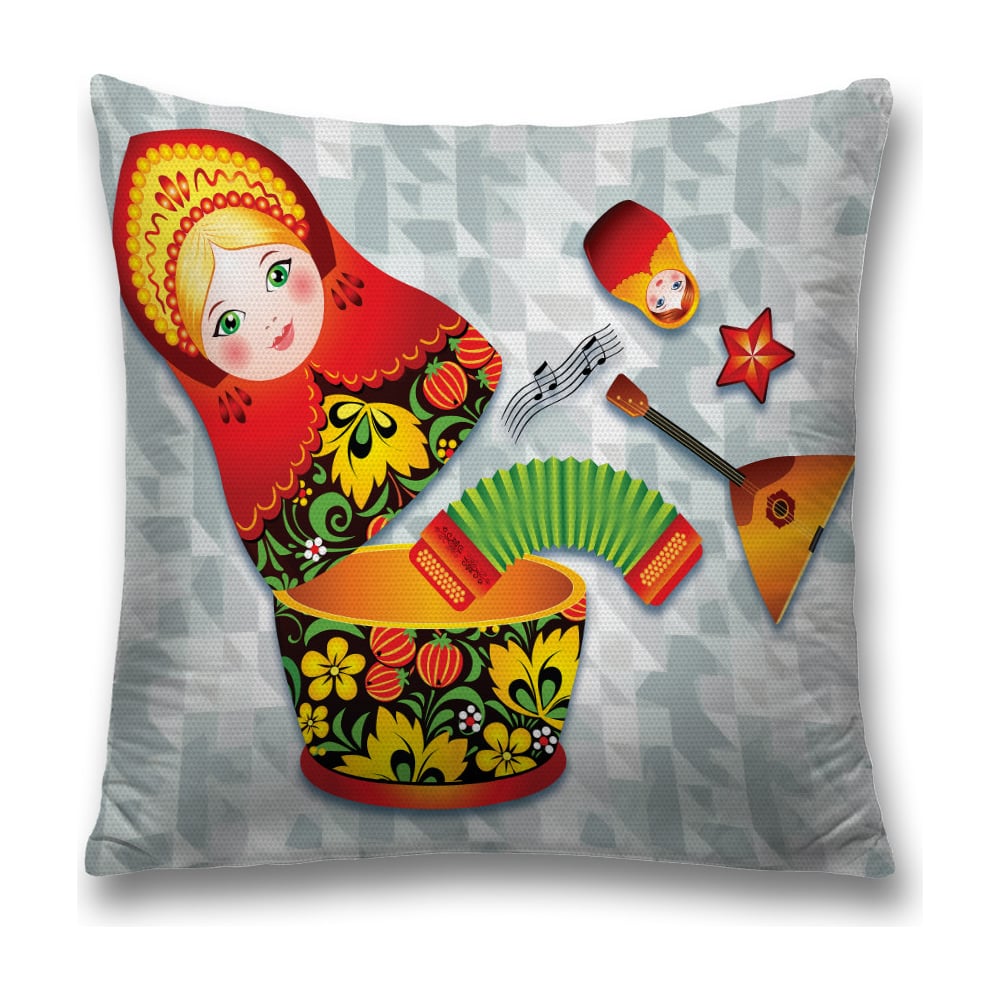 Изображение товара Декоративная наволочка JoyArty Музыкальная матрешка на молнии 45x45 см