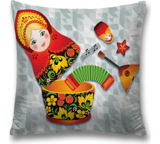 Изображение товара Декоративная наволочка JoyArty Музыкальная матрешка на молнии, 45x45 см  sl_378767