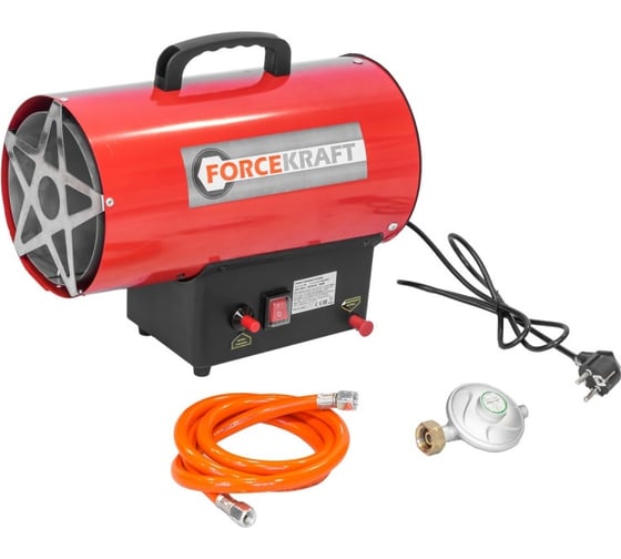 Изображение товара Тепловая газовая пушка FORCEKRAFT 10кВт, 220V, 0,3 bar, расход-0,73 кг/час, пр,-ть-320м3/час, площадь обогрева-70м2, пропан/газ, защита от утечки и перегрева FK-GH-10M