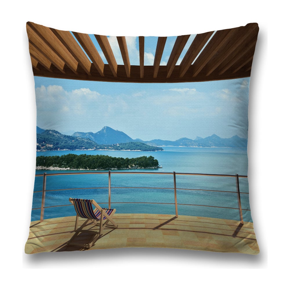 Изображение товара Декоративная наволочка JoyArty 45х45 голубой коричневый желтый полиэстер