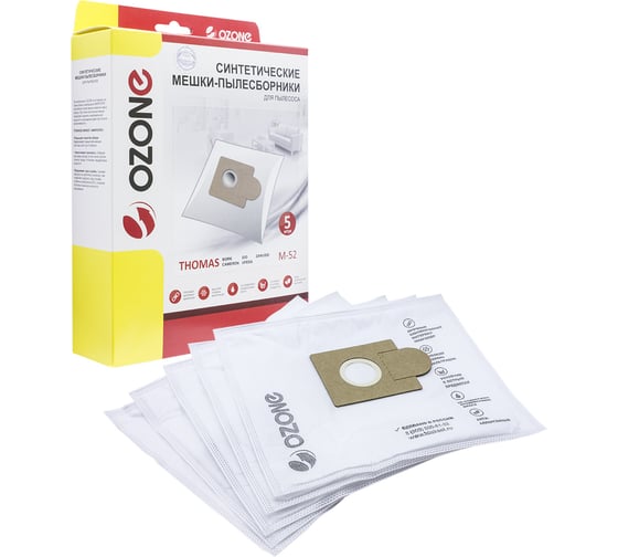 Изображение товара Мешки-пылесборники синтетические для пылесоса THOMAS (5 шт.) OZONE M-52