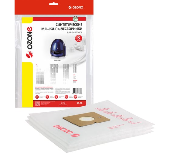 Изображение товара Мешки-пылесборники для пылесоса LG (3 шт.) OZONE SE-08