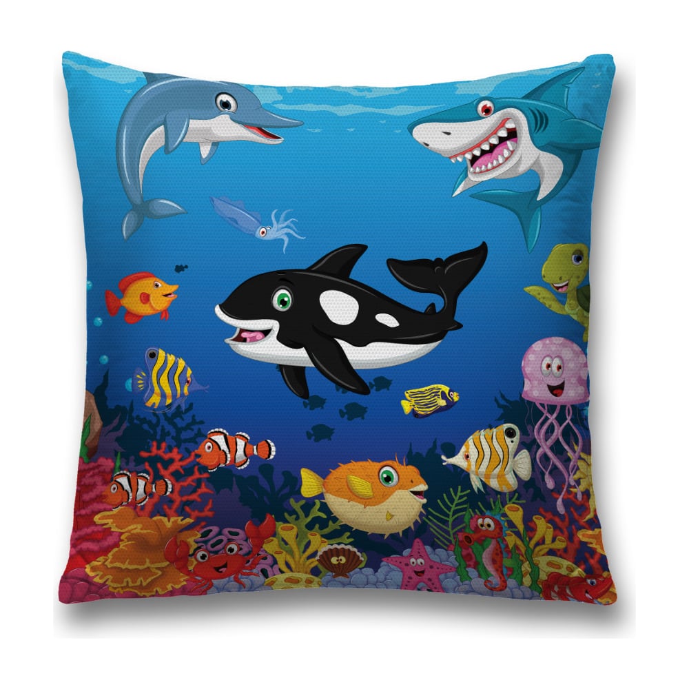 Изображение товара Декоративная наволочка JoyArty Вечеринка на морском дне 45x45 см