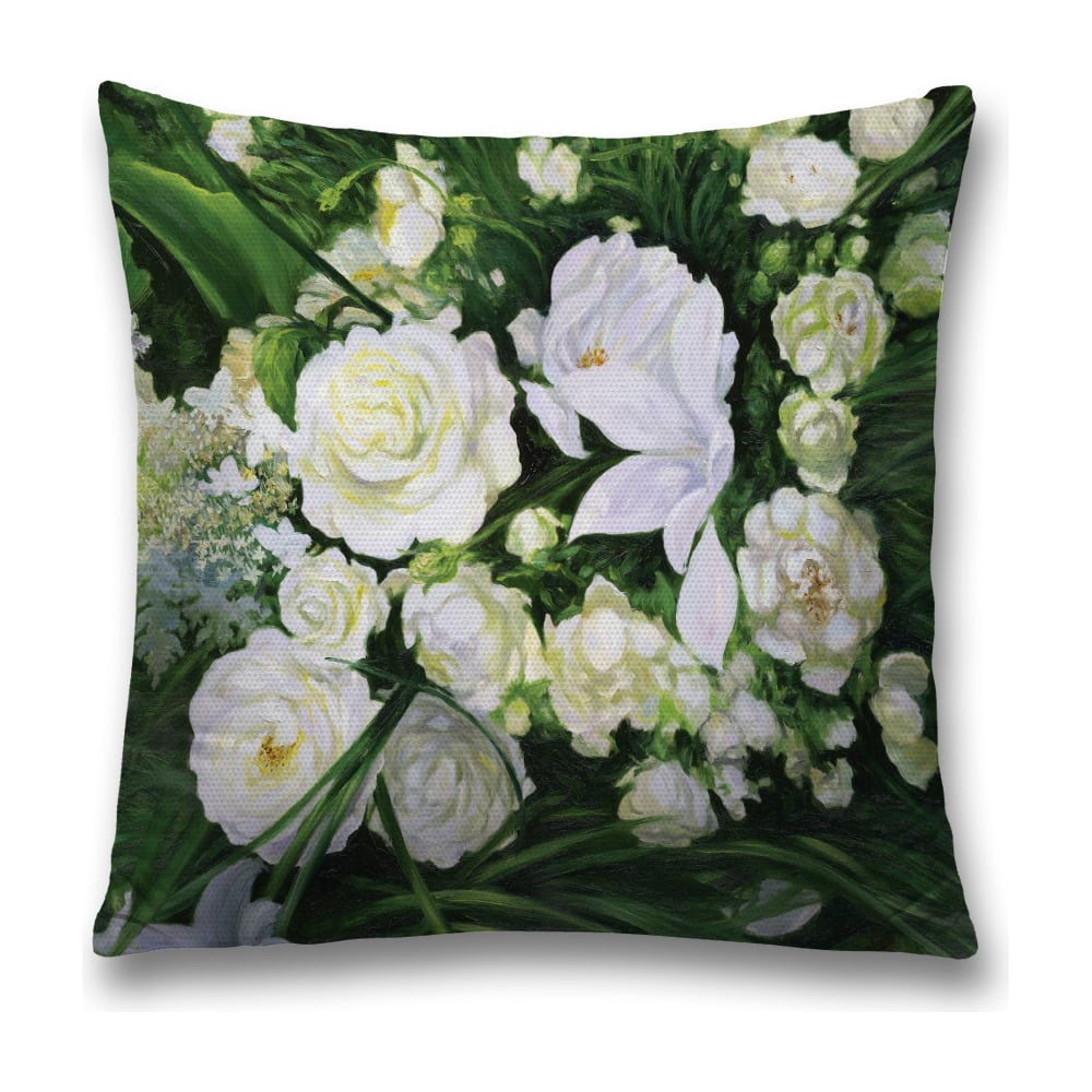 Изображение товара Декоративная наволочка JoyArty sl_9181 зеленого и белого цвета