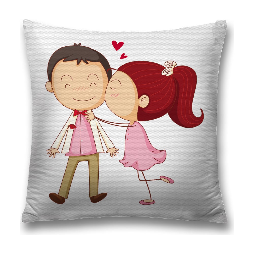 Изображение товара Декоративная наволочка JoyArty бело-розовая 45х45 см с молнией из полиэстера