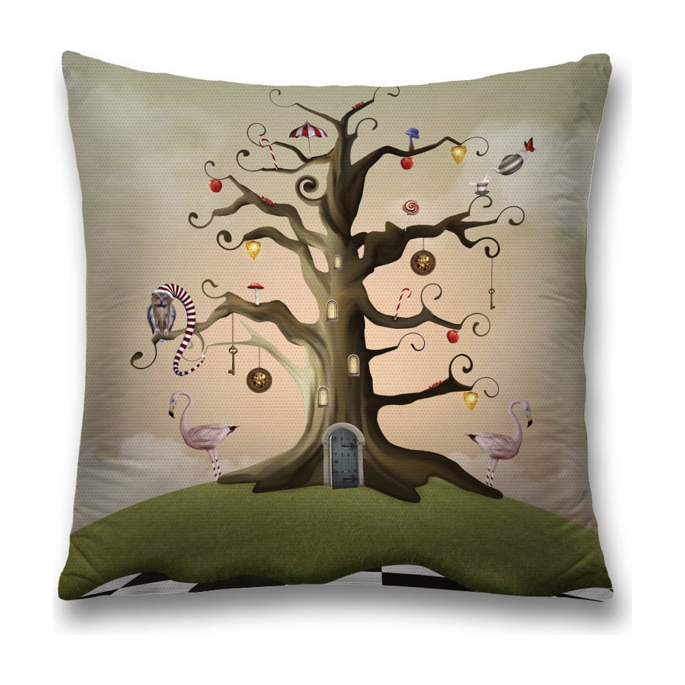 Изображение товара Декоративная наволочка JoyArty 45х45 см полиэстер молния оливковый красный серый