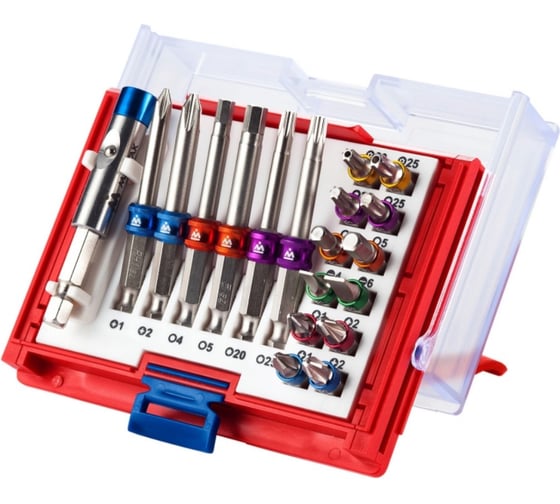 Изображение товара Набор вставок бит 1/4, TORX, HEX, PZ, PH, SLOT, 19 предметов МАСТАК 058-10019C