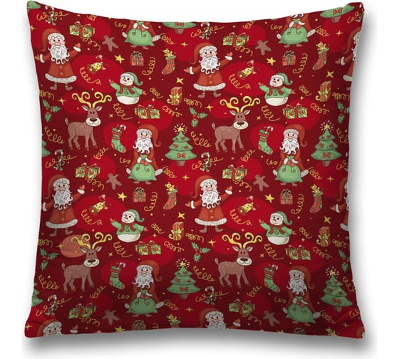 Изображение товара Декоративная наволочка JoyArty Дедушка Мороз с друзьями на молнии, 45x45 см sl_378415