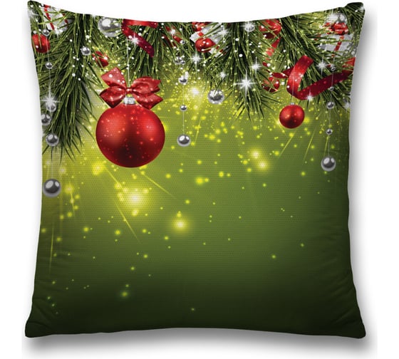 Изображение товара Декоративная наволочка JoyArty Искрящаяся новогодняя елка на молнии, 45x45 см  sl_378820