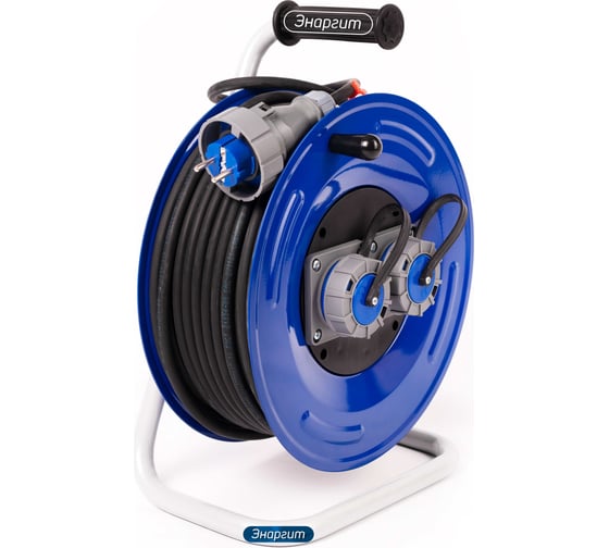 Изображение товара Удлинитель на металлической катушке энаргит МК-4: кг 3x2,5 (30 метров,2 розетки, ip 68) МК4-325-30К-2-68