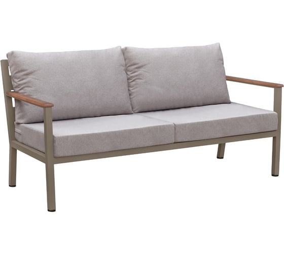 Изображение товара Уличный диван GreenWeen SANTORINI, каркас цвет PECAN, подушки рогожка цвет BAHAMA ASH, подлокотники дерево GW-AL-SANT-SOFA-1800P