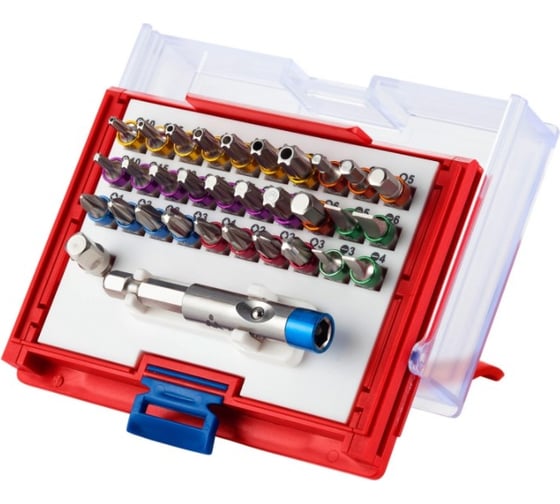 Изображение товара Набор вставок бит 1/4, TORX, HEX, PZ, PH, SLOT, 32 предмета МАСТАК 058-10032C