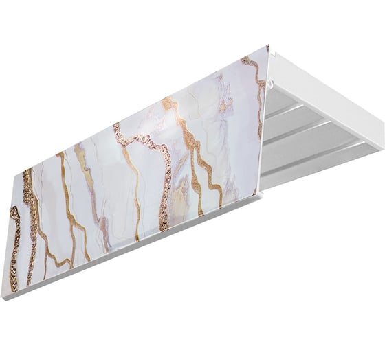 Изображение товара Карниз Эскар эконом+ в сборе 3-х рядный, шарм белое золото, 7 см, 1,6 м, 140430160