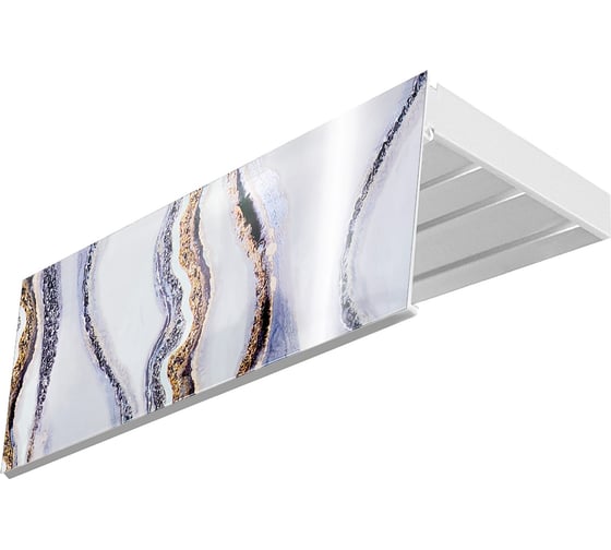 Изображение товара Карниз Эскар эконом+ в сборе 3-х рядный, шарм голубое серебро, 7 см, 2,8 м, 142430280