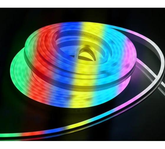 Изображение товара Комплект светодиодной подсветки "неон" IEK (лента led 10м lsr5-5050rgb60-8-ip65-220в + драйвер) LSR5-RGB-060-65-2-10-S0