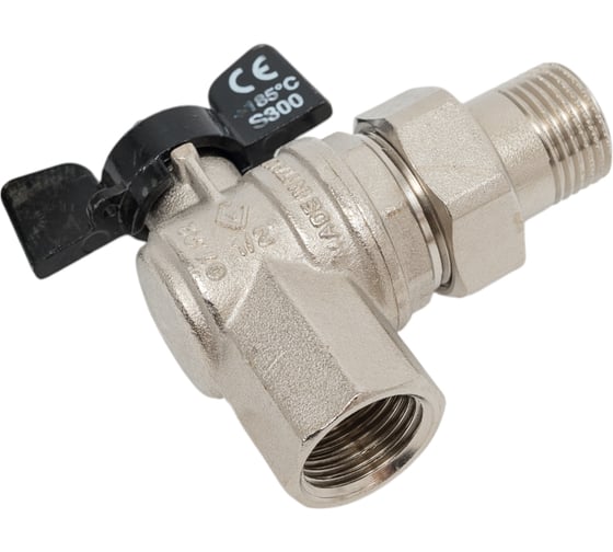 Изображение товара Угловой кран Американка Н/В Ду-15 /1/2" Бабочка черная Bugatti OREGON 05940001