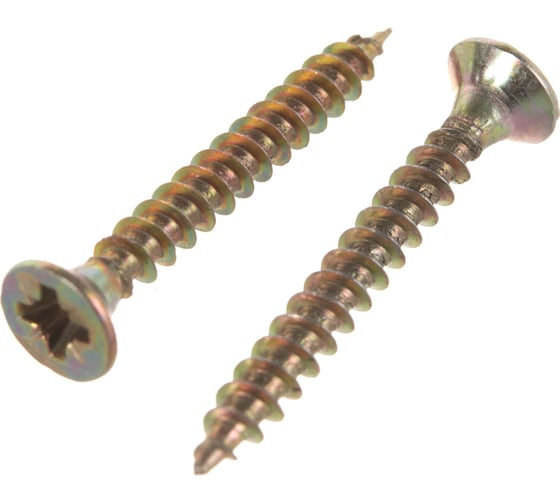 Изображение товара Шуруп, жёлтый цинк Крепежная техника 3,5х30 1000шт 431322 БК
