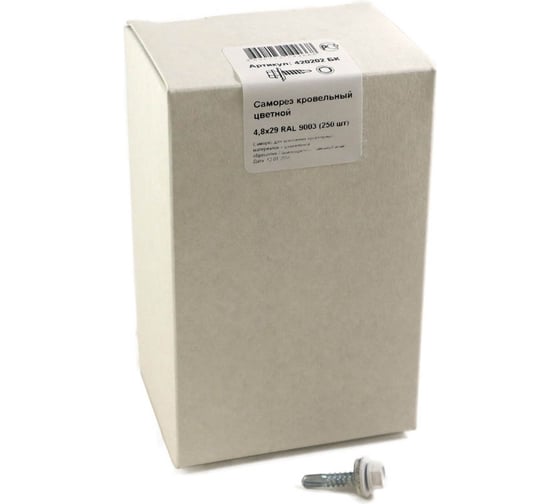 Изображение товара Кровельный саморез, белый Крепежная техника 4,8х29 RAL 9003 250шт 420202 БК