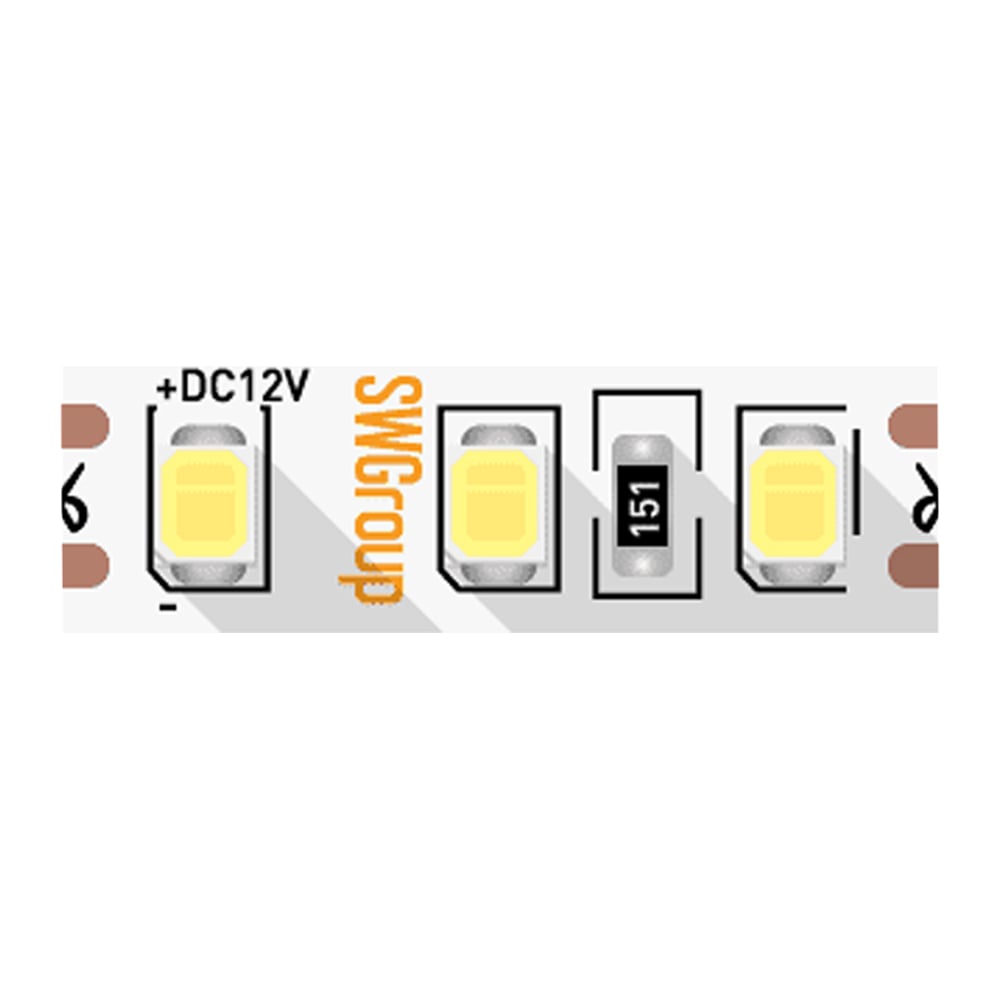 Изображение товара Светодиодная лента SWG 9,6 Вт/м SMD3528 12В IP20 Теплый белый 3 м