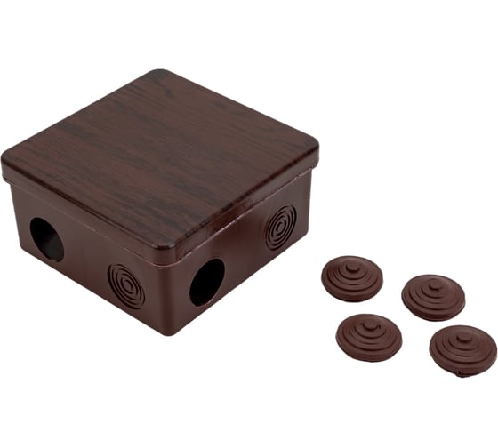 Изображение товара Распаячная коробка IEK км 100x100x50мм о/к ip54 8 вв. дуб UKO31-100-100-050-K24-54